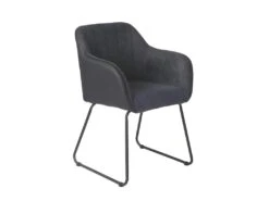 AMANCA - Lot De 2 Fauteuils Tissu Gris Et Simili Noir -Mobilier De Restaurant chaise 9250009
