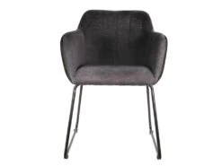 AMANCA - Lot De 2 Fauteuils Tissu Gris Et Simili Noir -Mobilier De Restaurant chaise 9250011