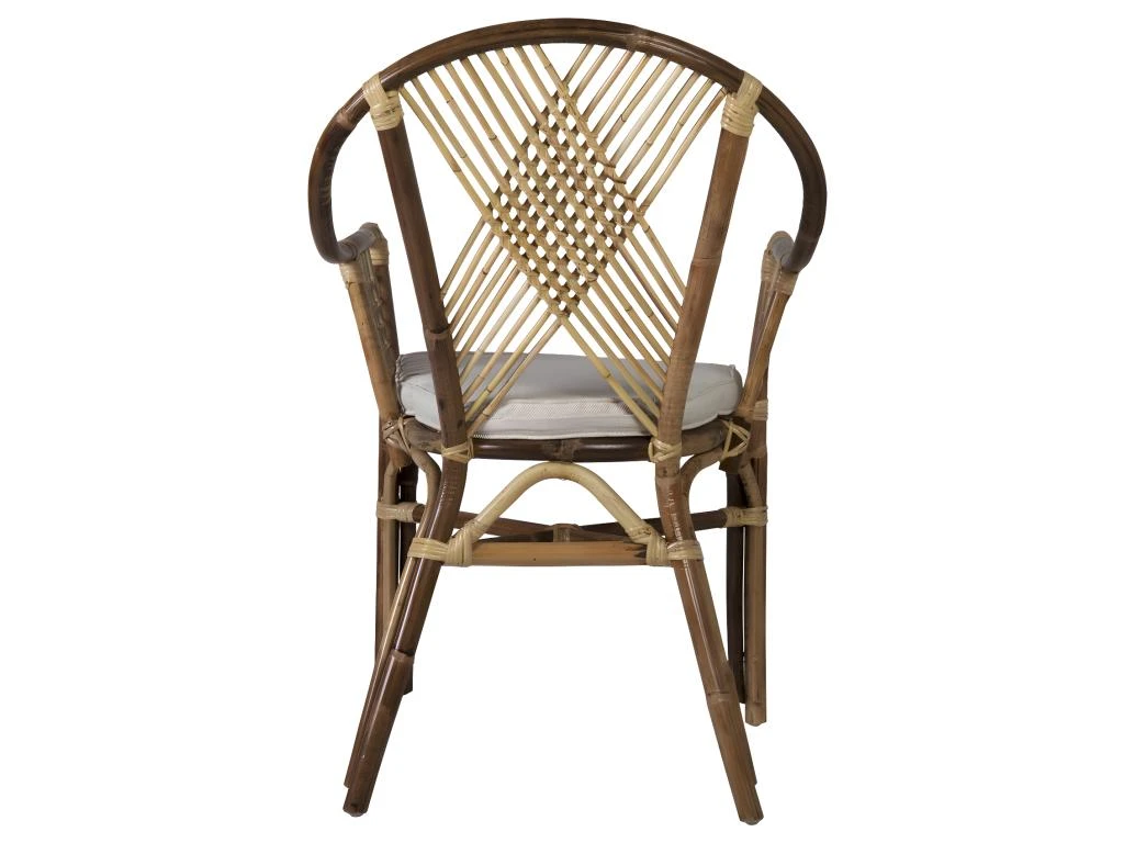 Fauteuil En Rotin Marron Et Polyester Beige 3 Fauteuil En Rotin Marron Et Polyester Beige – Image 3