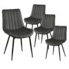 CAROLANN - Lot De 4 Chaises Grises Métal Et PVC
