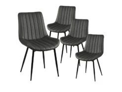 CAROLANN - Lot De 4 Chaises Grises Métal Et PVC