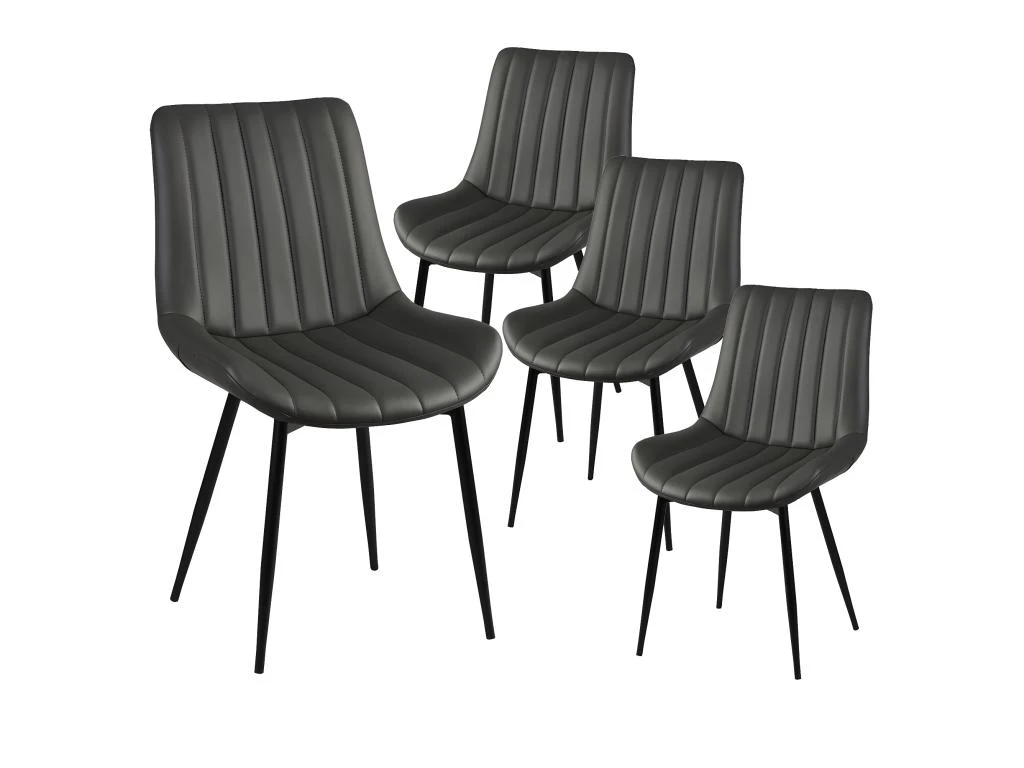 CAROLANN - Lot De 4 Chaises Grises Métal Et PVC 1 CAROLANN - Lot De 4 Chaises Grises Métal Et PVC