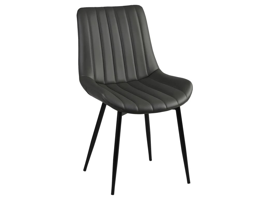 CAROLANN - Lot De 4 Chaises Grises Métal Et PVC 2 CAROLANN - Lot De 4 Chaises Grises Métal Et PVC – Image 2