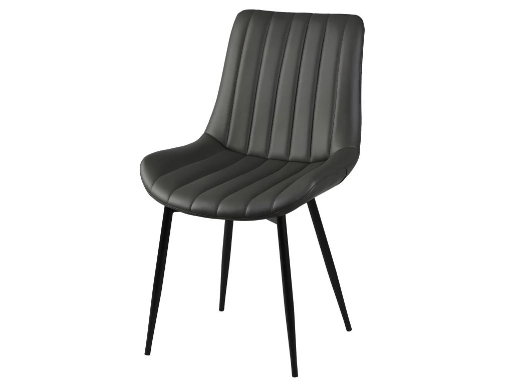 CAROLANN - Lot De 4 Chaises Grises Métal Et PVC 3 CAROLANN - Lot De 4 Chaises Grises Métal Et PVC – Image 3