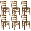 NAPLES - Lot De 6 Chaises Teinté Chêne Et Assises En Bois