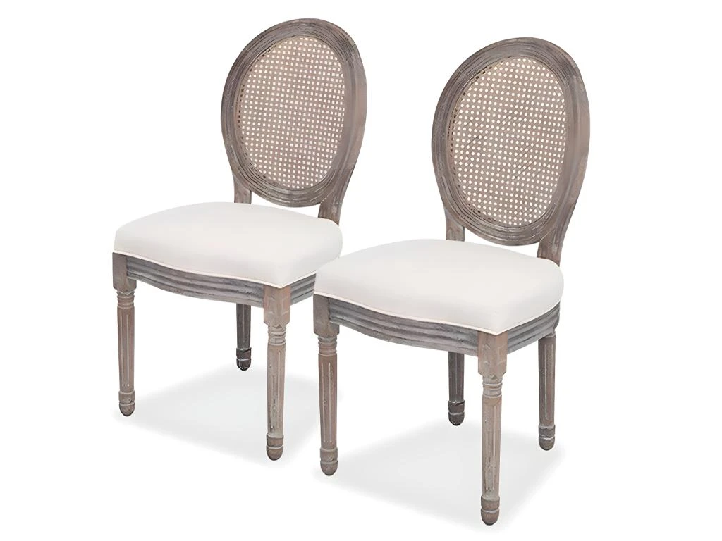 Lot De Deux Chaises De Salle à Manger Lin Et Rotin Gris 1902210 1 Lot De Deux Chaises De Salle à Manger Lin Et Rotin Gris 1902210