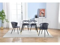 Lot De 2 Chaises De Salle à Manger, Fauteuil Scandinave, Assise Et Dossier Rembourrée En Velours Gris Foncé, Largeur D'assise 45 Cm, Pieds En Métal Noir, Charge 110 Kg, Pour Salon, Chambre à Coucher, Cuisine, Bureau -Mobilier De Restaurant chaise 9526145