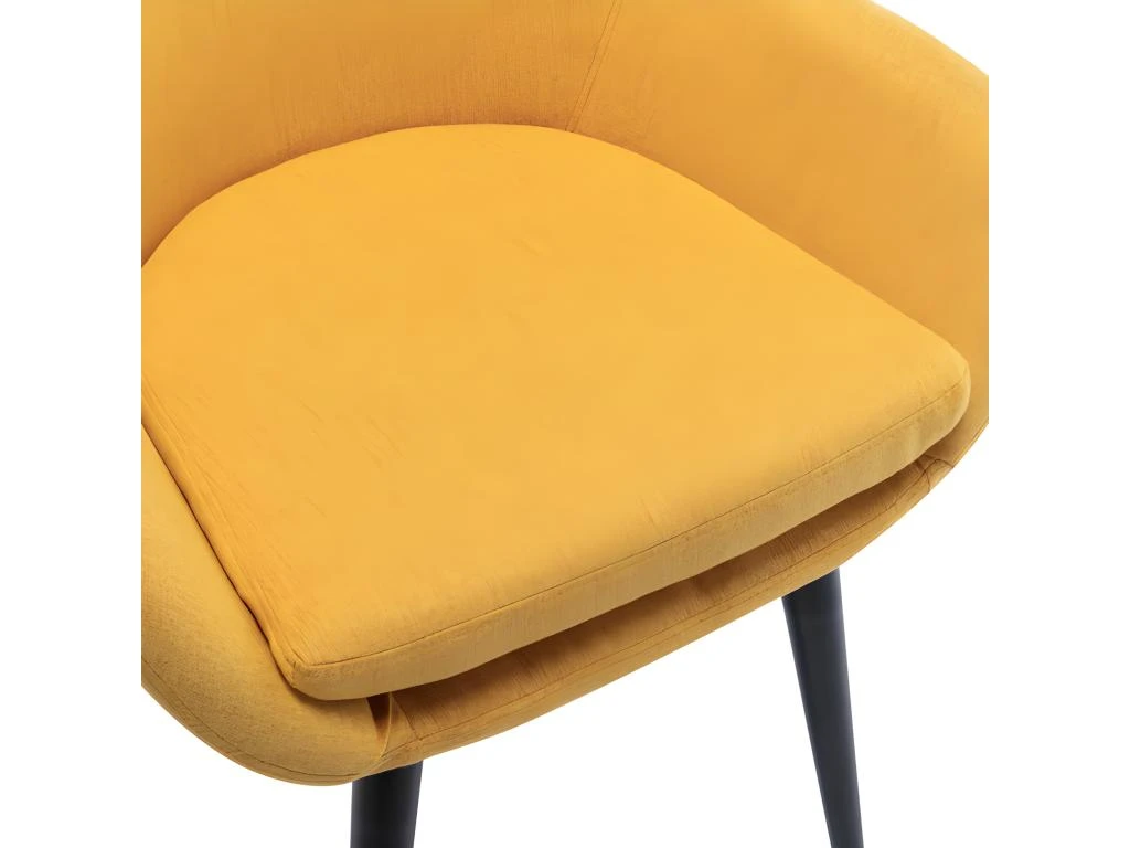 CANCUN - Chaise Scandinave Tissu Curry Pieds Métal Noir(x2) 4 CANCUN - Chaise Scandinave Tissu Curry Pieds Métal Noir(x2) – Image 4