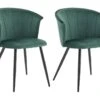 Lot De 2 Chaises De Salle à Manger, Fauteuil Scandinave, Assise Et Dossier Rembourrée En Velours Vert, Largeur D'assise 45 Cm, Pieds En Métal Noir, Charge 110 Kg, Pour Salon, Chambre à Coucher, Cuisine, Bureau