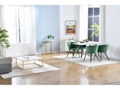 Lot De 2 Chaises De Salle à Manger, Fauteuil Scandinave, Assise Et Dossier Rembourrée En Velours Vert, Largeur D'assise 45 Cm, Pieds En Métal Noir, Charge 110 Kg, Pour Salon, Chambre à Coucher, Cuisine, Bureau -Mobilier De Restaurant chaise 9531567