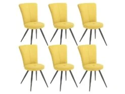 PARIL - Lot De 6 Chaises Matelassées Jaunes