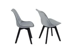 Lot De 4 Chaises En Velours NORA Grises Avec Coussin - HAPPY GARDEN -Mobilier De Restaurant chaise 9533735