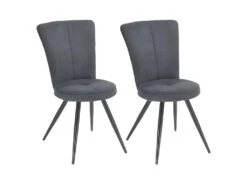 PARIL - Lot De 2 Chaises Matelassées Grises