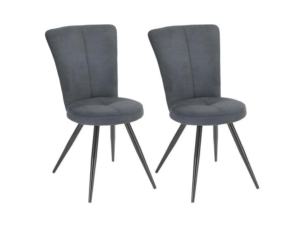 PARIL - Lot De 2 Chaises Matelassées Grises 1 PARIL - Lot De 2 Chaises Matelassées Grises