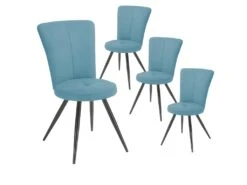 PARIL - Lot De 4 Chaises Matelassées Bleues