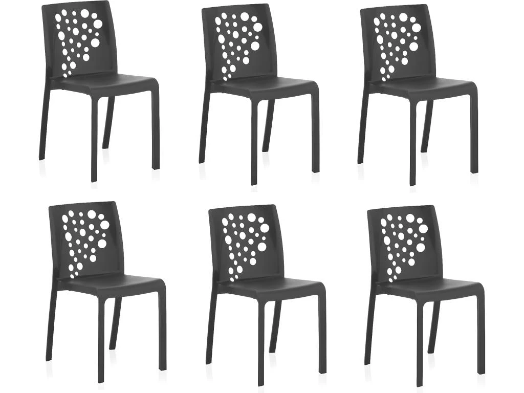 Lot De 6 Chaises De Table-salle à Manger - Cuisine - Interieur/exterieur En Résine Coloris Anthracite - Longueur 48 X Profondeur 54 X Hauteur 81 Cm 2 Lot De 6 Chaises De Table-salle à Manger - Cuisine - Interieur/exterieur En Résine Coloris Anthracite - Longueur 48 X Profondeur 54 X Hauteur 81 Cm – Image 2