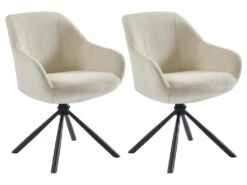 Lot De 2 Chaises Avec Accoudoirs En Tissu Et Métal - Beige - MADIALI De Pascal MORABITO