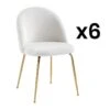 Lot De 6 Chaises - Tissu Bouclette Et Métal Doré - Blanc - MELBOURNE
