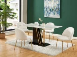 Lot De 2 Chaises - Tissu Bouclette Et Métal Doré - Blanc - MELBOURNE 21 Lot De 2 Chaises - Tissu Bouclette Et Métal Doré - Blanc - MELBOURNE -Mobilier De Restaurant chaise 9787349 1