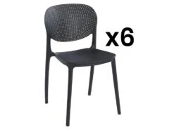 Lot De 6 Chaises Empilables En Polypropylène - Noir - CARETANE