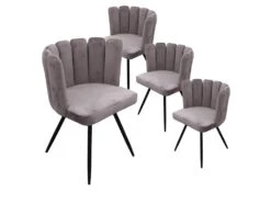 CHARLOTTE - Lot De 4 Chaises Velours Gris