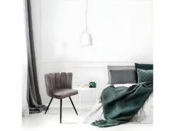 CHARLOTTE - Lot De 4 Chaises Velours Gris -Mobilier De Restaurant chaise 9830639