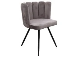 CHARLOTTE - Lot De 4 Chaises Velours Gris -Mobilier De Restaurant chaise 9830641