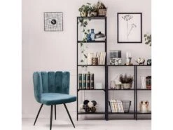 CHARLOTTE - Lot De 6 Chaises Velours Bleu -Mobilier De Restaurant chaise 9830689