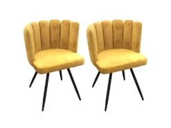 CHARLOTTE - Lot De 2 Chaises Velours Jaune