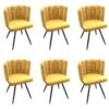 CHARLOTTE - Lot De 6 Chaises Velours Jaune