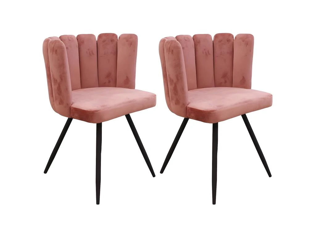 CHARLOTTE - Lot De 2 Chaises Velours Rose 1 CHARLOTTE - Lot De 2 Chaises Velours Rose