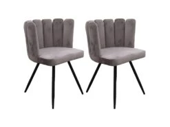 CHARLOTTE - Lot De 2 Chaises Velours Gris
