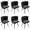 CHARLOTTE - Lot De 6 Chaises Velours Noir
