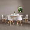 Ensemble Table Extensible 120/160cm HELGA Et 6 Chaises NORA Blanc - HAPPY GARDEN