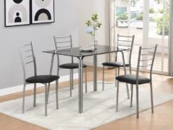 Ensemble Table + 4 Chaises - Noir Et Chromé - VILIARI