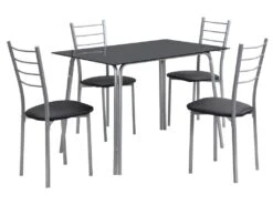 Ensemble Table + 4 Chaises - Noir Et Chromé - VILIARI -Mobilier De Restaurant ensemble table et chaise 12342061