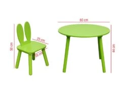 Ensemble De Table Et 2 Chaises Pour Enfants En Bois Verte -Mobilier De Restaurant ensemble table et chaise 12611129