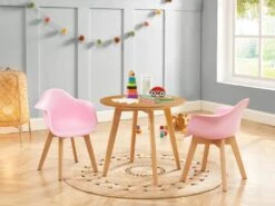 Ensemble Table Enfant LOULOUNE + 2 Chaises POUPINETTE - Naturel Et Rose
