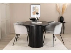 BiancaBL Ensemble Table, Table Noir Et 4 Berit Chaises Velours Gris. -Mobilier De Restaurant ensemble table et chaise 22189335