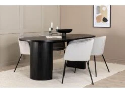 BiancaBL Ensemble Table, Table Noir Et 4 Berit Chaises Velours Gris. -Mobilier De Restaurant ensemble table et chaise 22189337