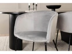BiancaBL Ensemble Table, Table Noir Et 4 Berit Chaises Velours Gris. -Mobilier De Restaurant ensemble table et chaise 22189341