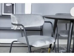 DippØ115BLBR Ensemble Table, Table Noir Et 4 Arrow Chaises Velours Gris. -Mobilier De Restaurant ensemble table et chaise 22192151