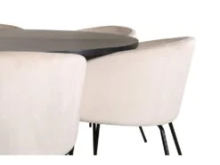 Copenhagen Ensemble Table, Table Marron Et 6 Berit Chaises Velours Beige. -Mobilier De Restaurant ensemble table et chaise 22192387