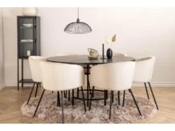 Copenhagen Ensemble Table, Table Marron Et 6 Berit Chaises Velours Beige. -Mobilier De Restaurant ensemble table et chaise 22192389