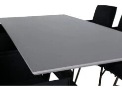 PiazzaGRBL Ensemble Table, Table Gris Et 6 Pippi Chaises Velours Noir. -Mobilier De Restaurant ensemble table et chaise 22192989
