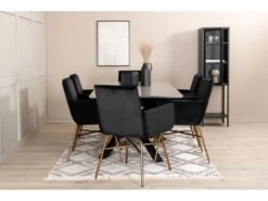 PiazzaGRBL Ensemble Table, Table Gris Et 6 Pippi Chaises Velours Noir. -Mobilier De Restaurant ensemble table et chaise 22192997