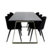 EstelleBLBR Ensemble Table, Table Noir, Marbre Et 6 Velvet Chaises Velours Noir.