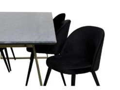 EstelleBLBR Ensemble Table, Table Noir, Marbre Et 6 Velvet Chaises Velours Noir. -Mobilier De Restaurant ensemble table et chaise 22193521