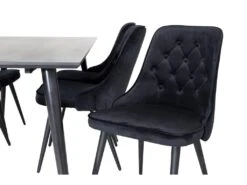 Dipp180x90BLBL Ensemble Table, Table Noir Et 6 Velvet Deluxe Chaises Velours Noir. -Mobilier De Restaurant ensemble table et chaise 22193585