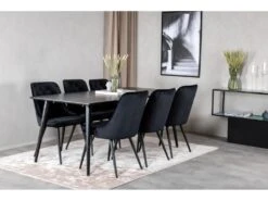 Dipp180x90BLBL Ensemble Table, Table Noir Et 6 Velvet Deluxe Chaises Velours Noir. -Mobilier De Restaurant ensemble table et chaise 22193587